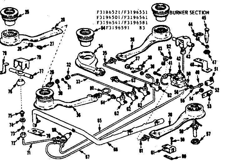 Kenmore 1033196591 burner section diagram
