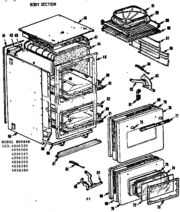Kenmore 1034046520 body section diagram