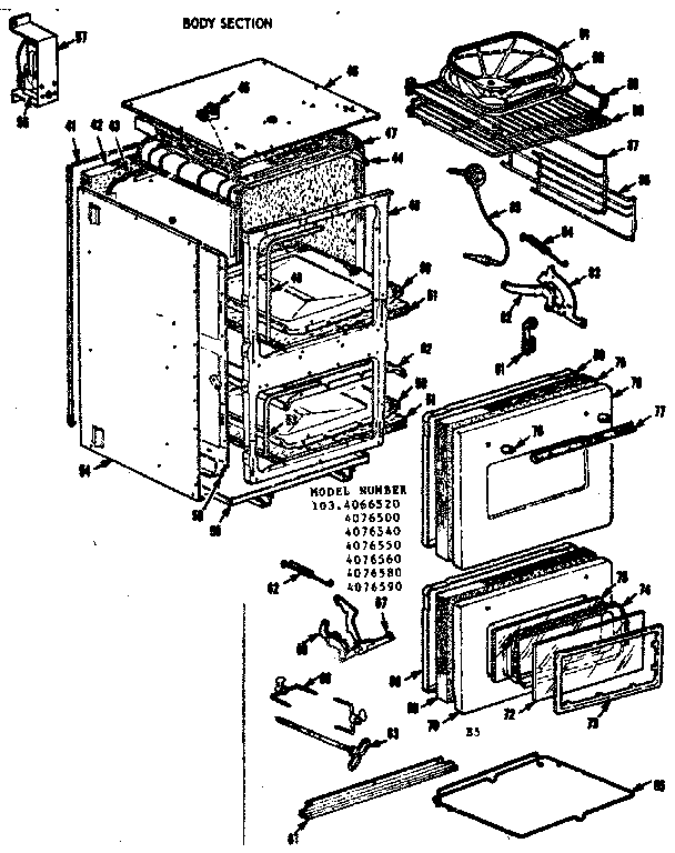 Kenmore 1034076560 body section diagram