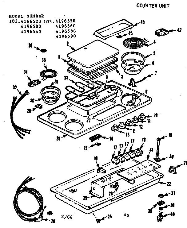 Kenmore 1034196560 counter unit diagram