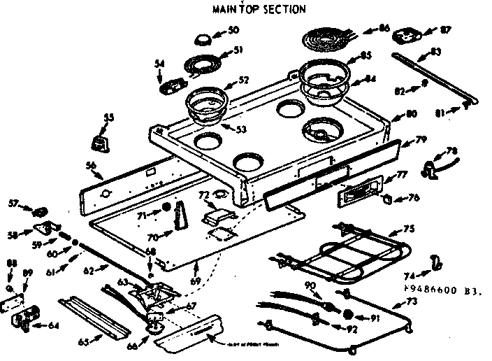 Kenmore 1039486640 main top section diagram