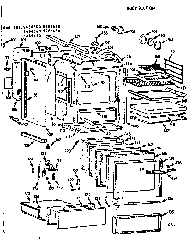 Kenmore 1039486640 body section diagram