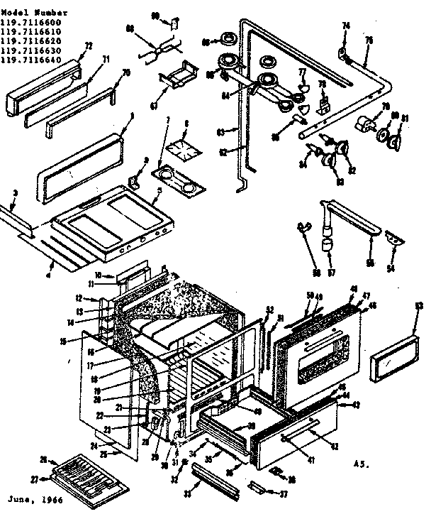 Kenmore 1197116630 body section diagram