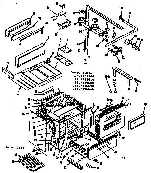 Kenmore 1197136630 body section diagram
