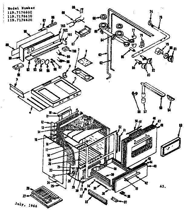 Kenmore 1197176610 body section diagram