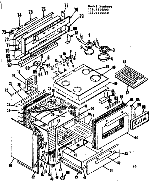 Kenmore 1199316540 body section diagram