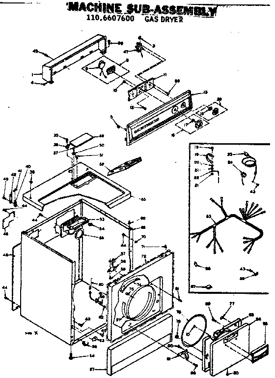 Kenmore 1106607600 machine sub-assembly diagram