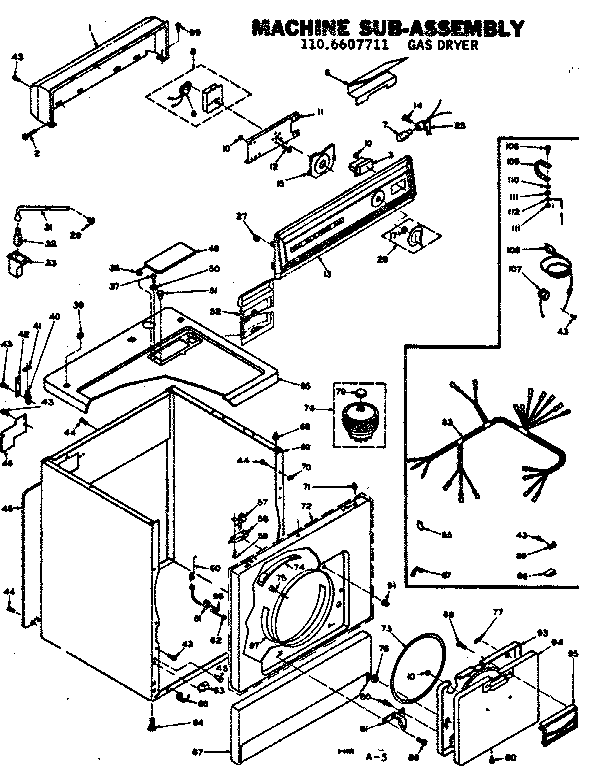 Kenmore 1106607711 machine sub-assembly diagram
