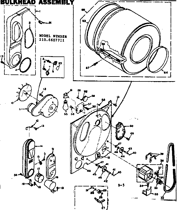 Kenmore 1106607711 bulkhead assembly diagram