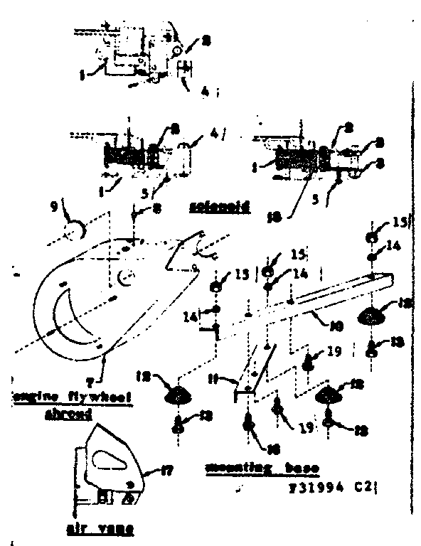 Craftsman 58031994 mounting base and flywheel shroud diagram
