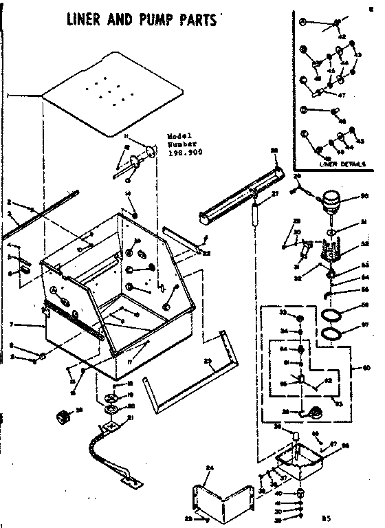 Kenmore 198900 liner and pump parts diagram