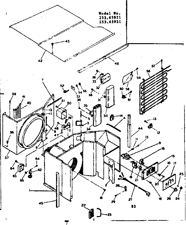 Kenmore 25365931 electrical system & air handling parts diagram