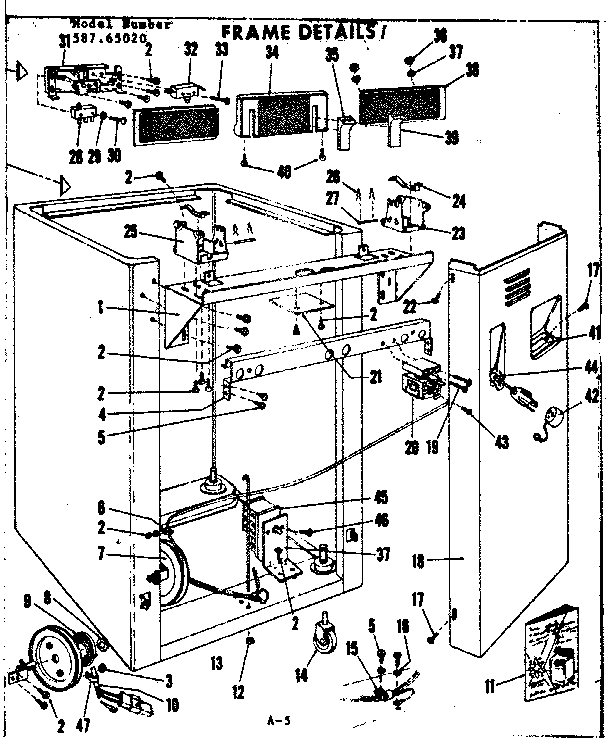 Kenmore 58765020 frame details diagram