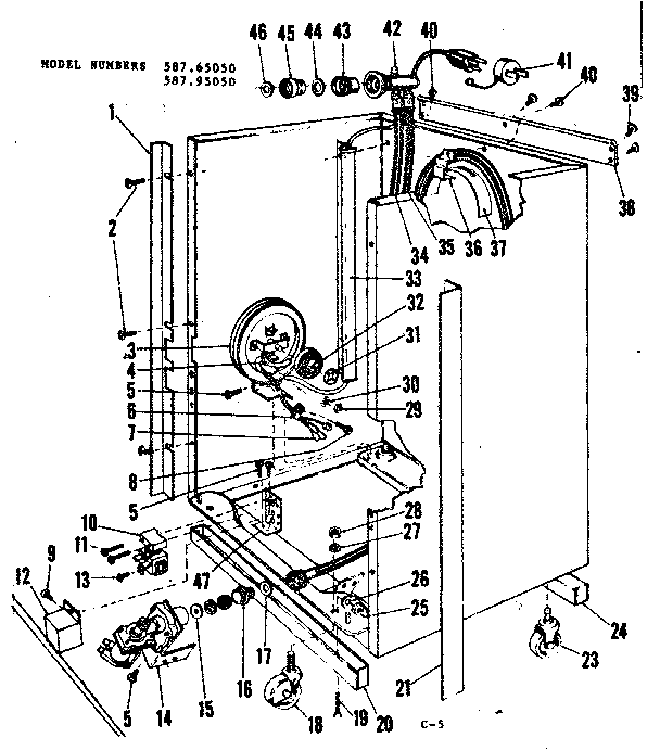 Kenmore 58765050 frame details diagram