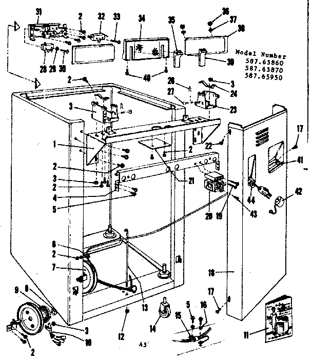 Kenmore 58765950 frame details diagram