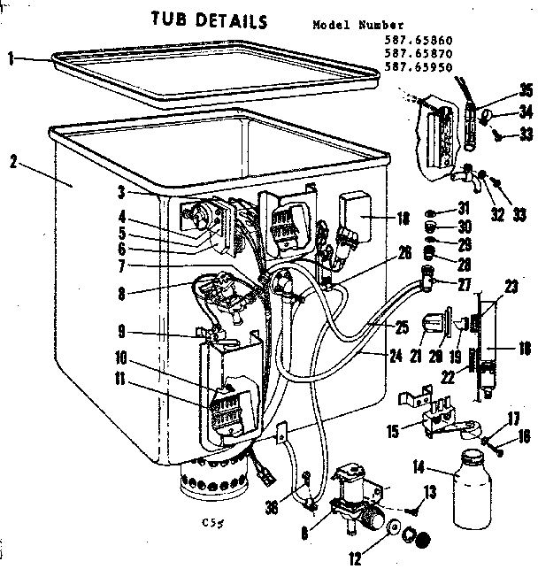 Kenmore 58765950 tub details diagram