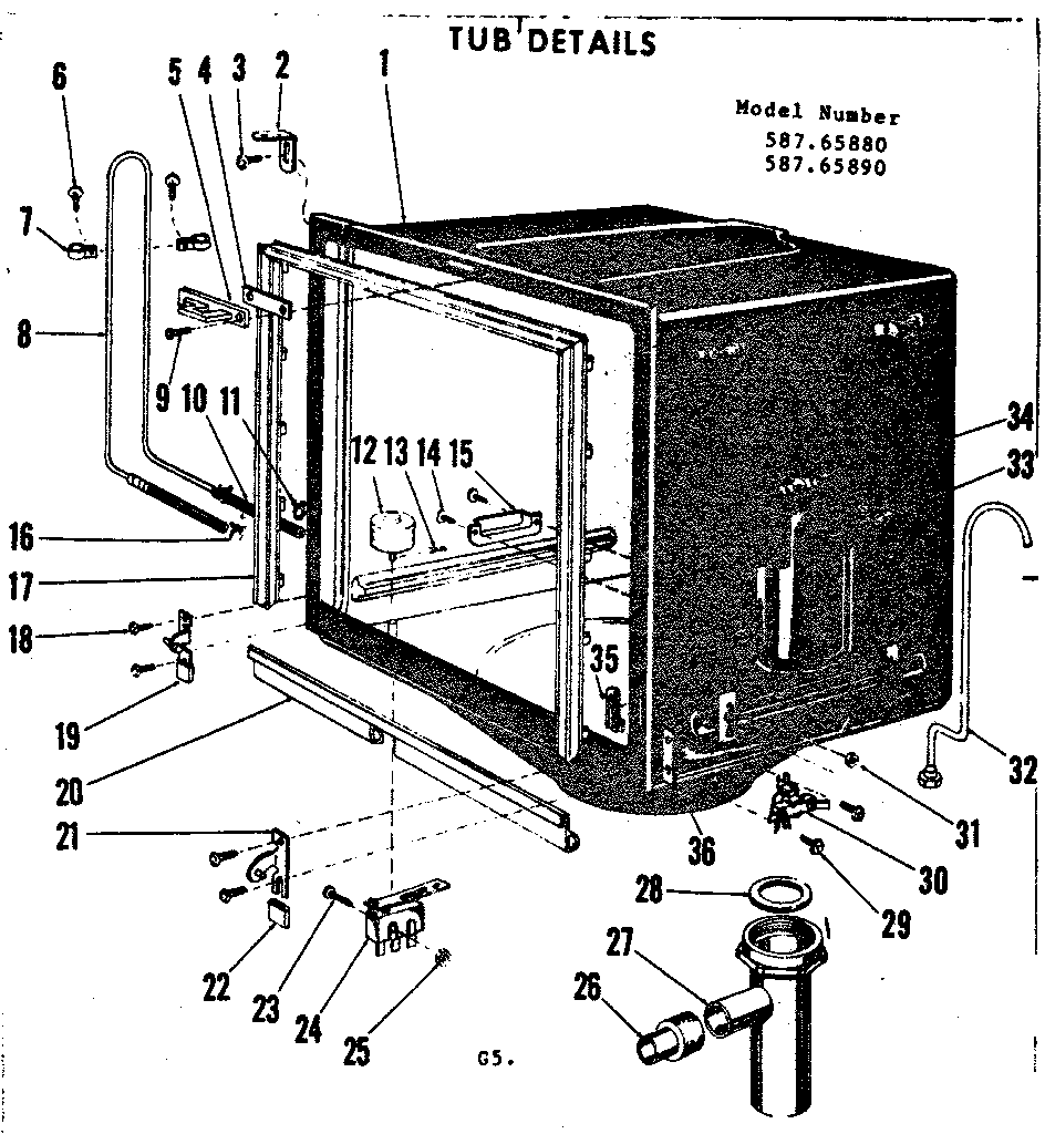Kenmore 58765880 tub details diagram