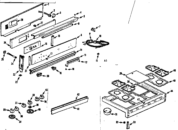 Kenmore 1037466601 backguard and maintop diagram