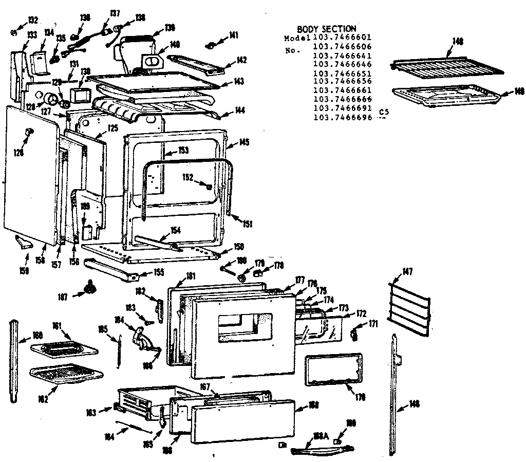 Kenmore 1037466601 body section diagram