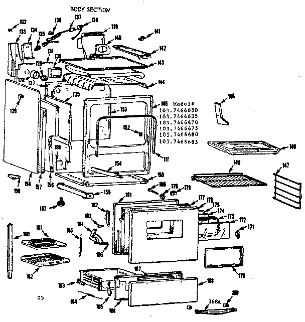 Kenmore 1037466630 body section diagram