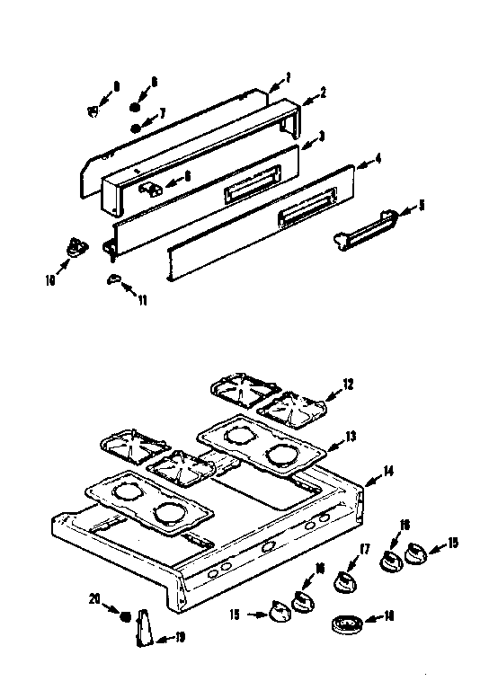 Kenmore 1037506696 backguard and maintop diagram