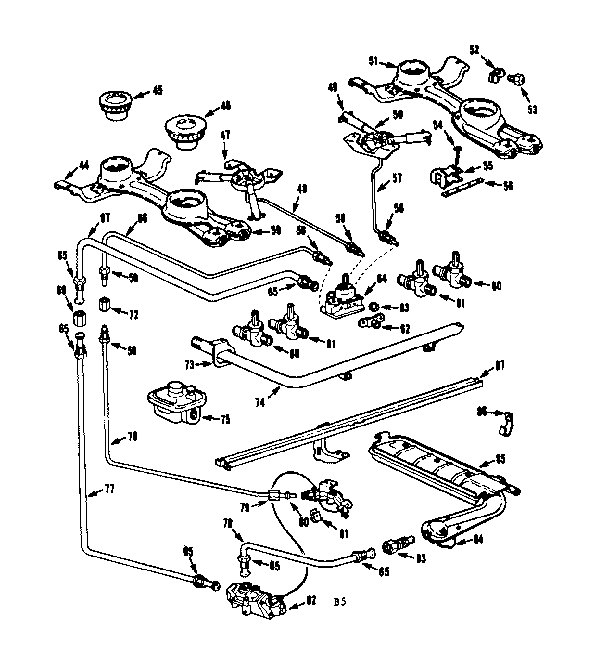 Kenmore 1037506696 burner section diagram