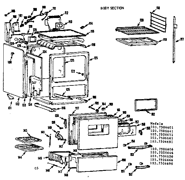 Kenmore 1037506696 body section diagram