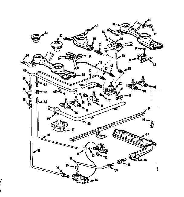 Kenmore 1037666646 burner section diagram