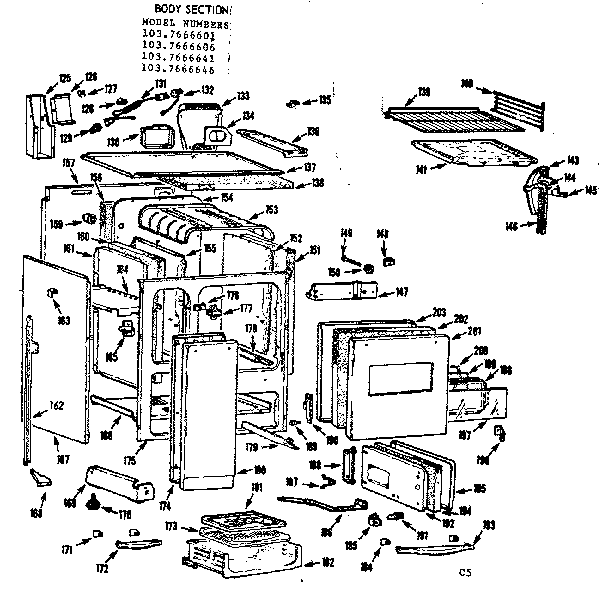 Kenmore 1037666646 body section diagram