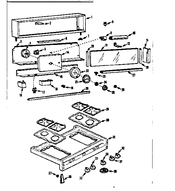 Kenmore 1037316601 backguard and maintop diagram