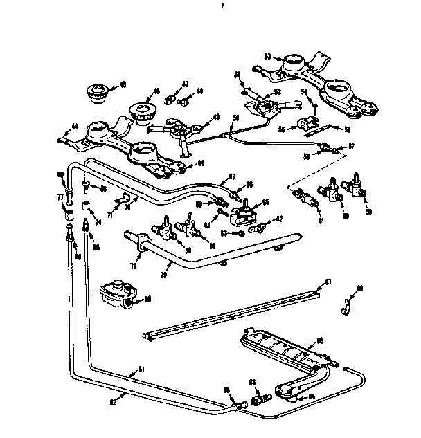 Kenmore 1037316601 burner section diagram
