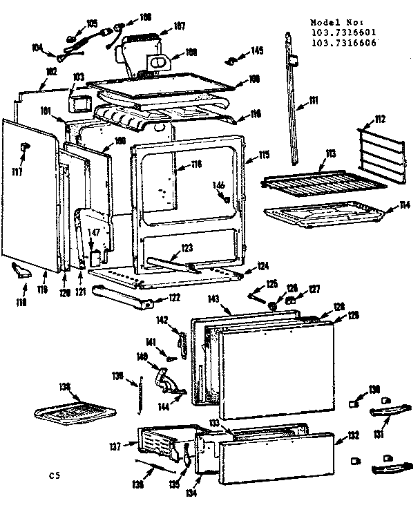 Kenmore 1037316601 body section diagram