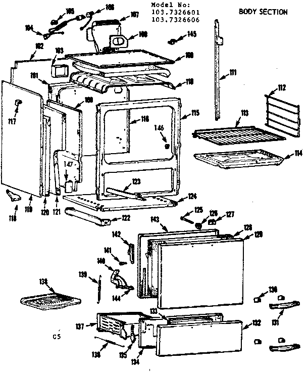 Kenmore 1037326601 body section diagram