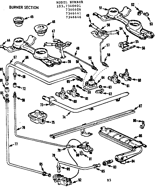 Kenmore 1037346601 burner section diagram