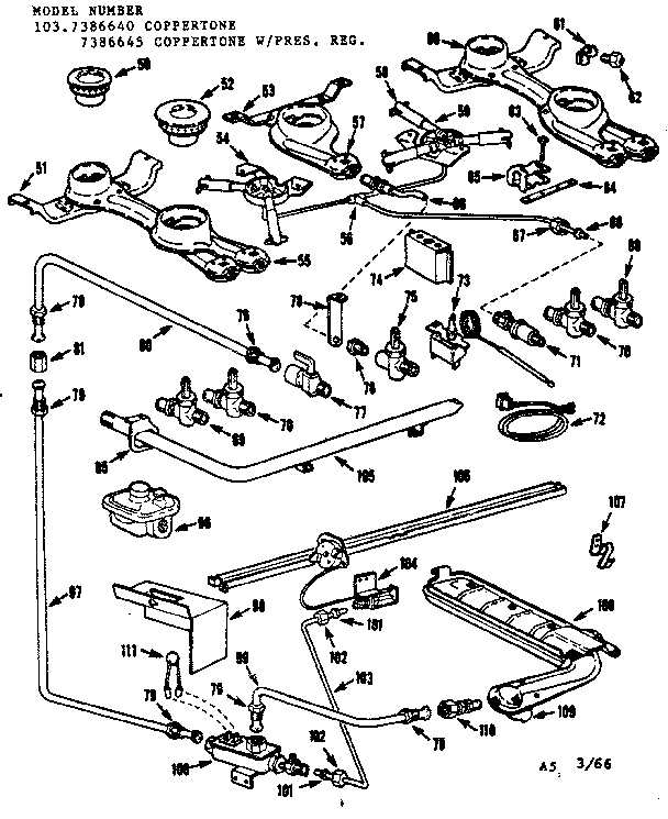 Kenmore 1037386640 burner section diagram