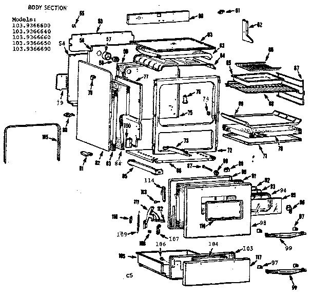 Kenmore 1039366640 body section diagram