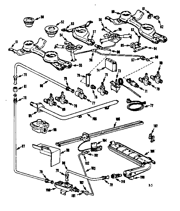 Kenmore 1037446690 burner section diagram