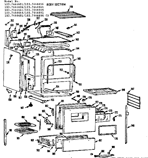 Kenmore 1037446601 body section diagram
