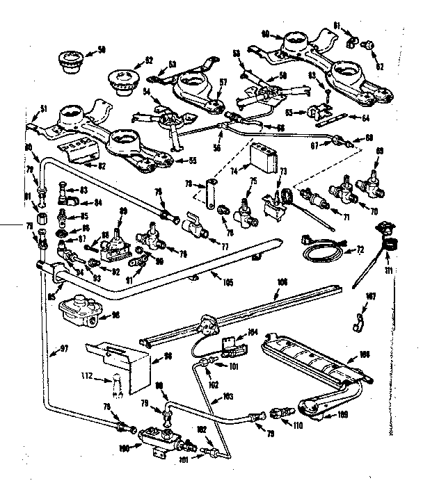 Kenmore 1037686601 burner section diagram