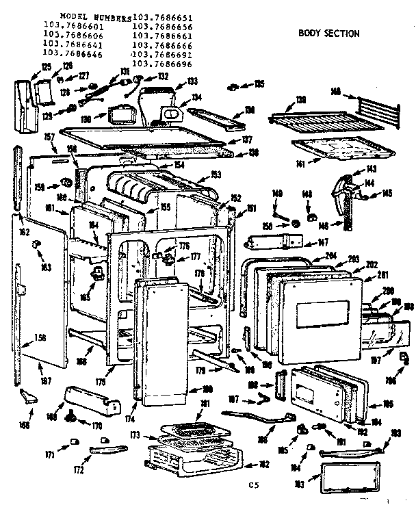 Kenmore 1037686601 body section diagram