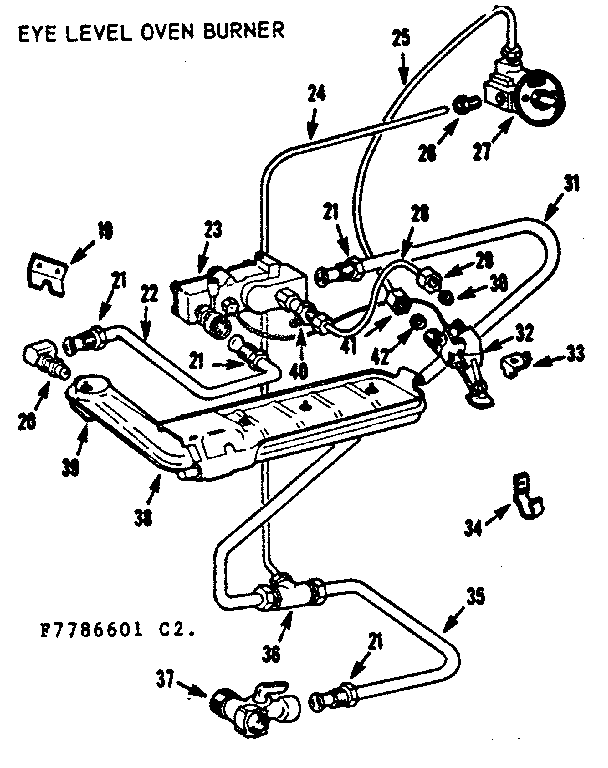 Kenmore 1037786641 eye level oven burner diagram