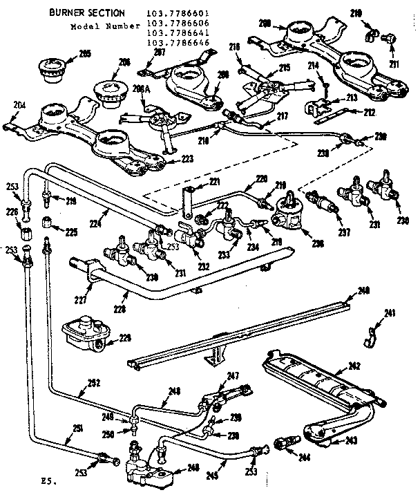 Kenmore 1037786641 burner section diagram