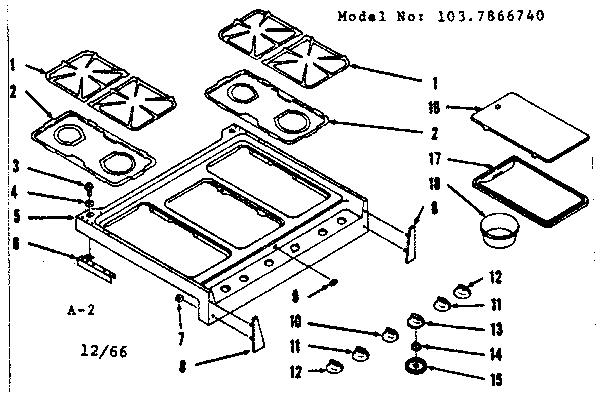 Kenmore 1037866740 main top section diagram