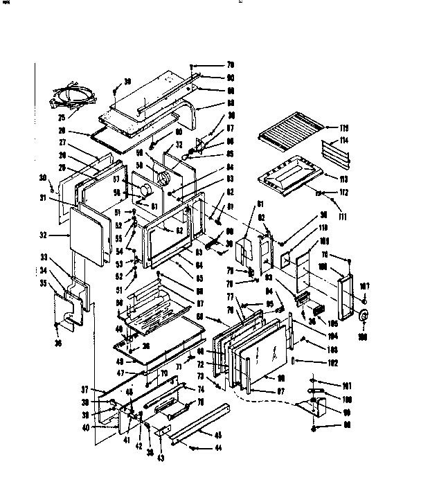 Kenmore 1037866740 upper oven body section diagram