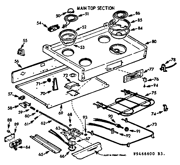 Kenmore 1039466690 main top section diagram