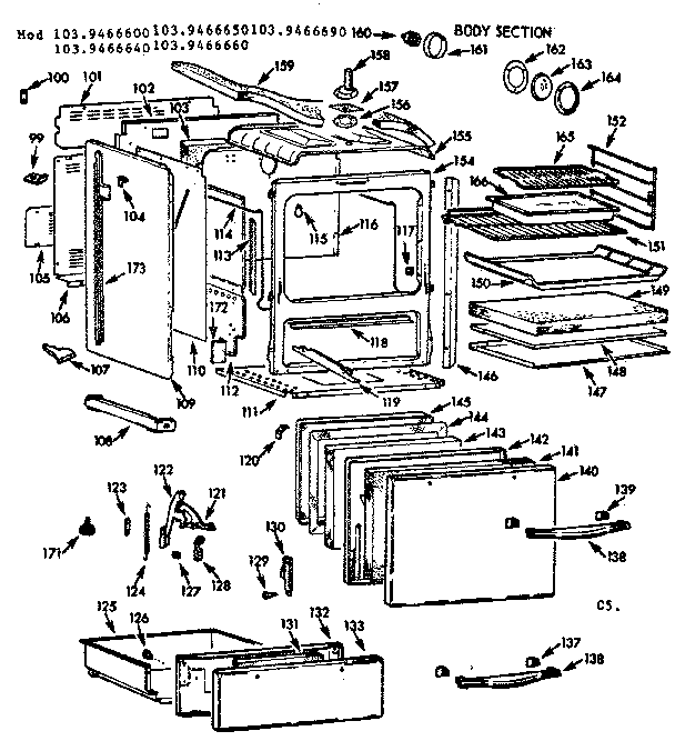 Kenmore 1039466690 body section diagram
