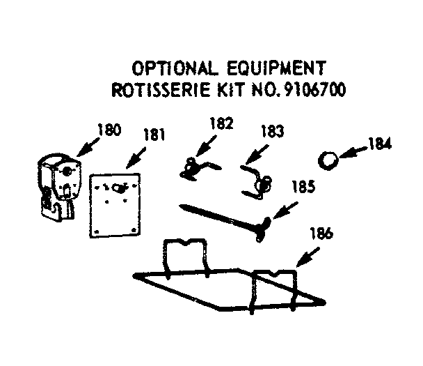 Kenmore 1039466690 optional equipment, rotisserie kit no. 9106700 diagram