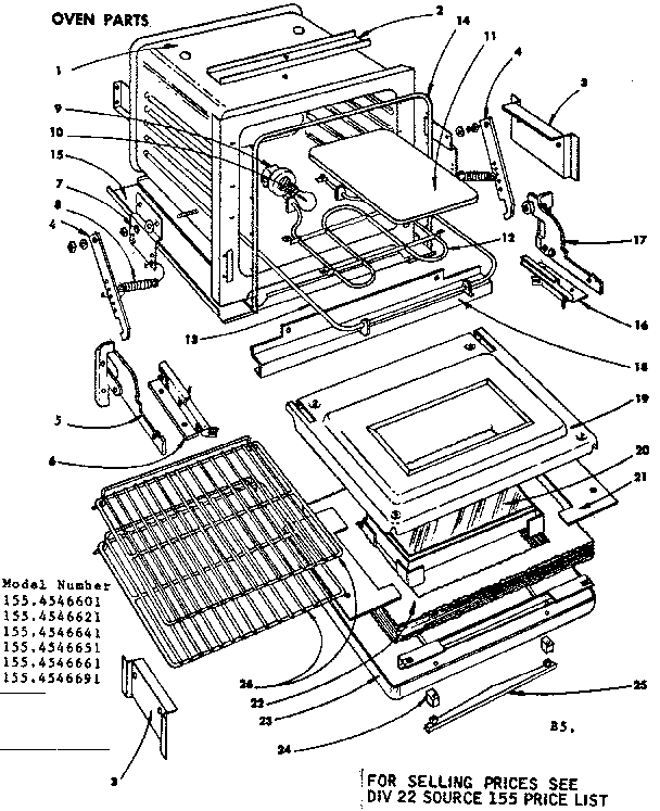Kenmore 1554546641 oven parts diagram