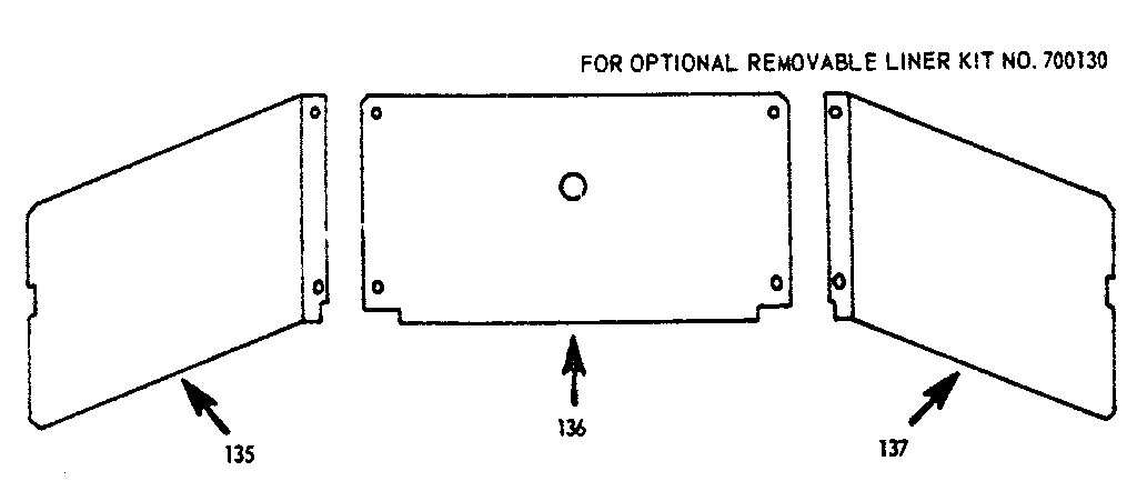 Kenmore 1039386660 optional removable liner kit no. 700130 diagram