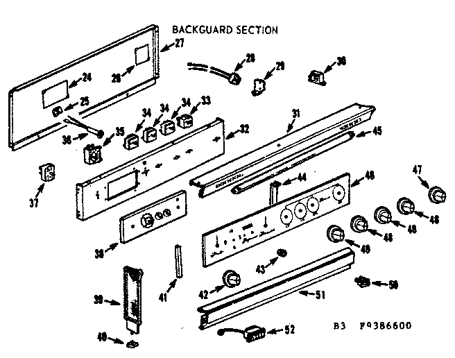 Kenmore 1039386660 backguard section diagram